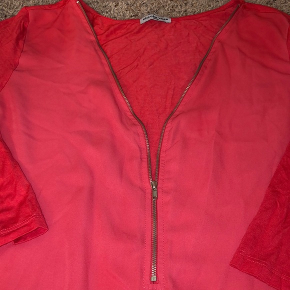 Tangerine Zippered Blouse - Picture 3 of 4